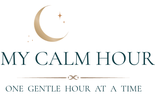 My Calm Hour logo representing emotional wellbeing, self-compassion, emotional eating support and gentle healing.