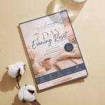 7 Day Evening Reset workbook cover by MyCalmHour on a beige background with cotton stems and a glass of water