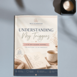 Understanding My Triggers 30-day guided journal cover by MyCalmHour beside a candle