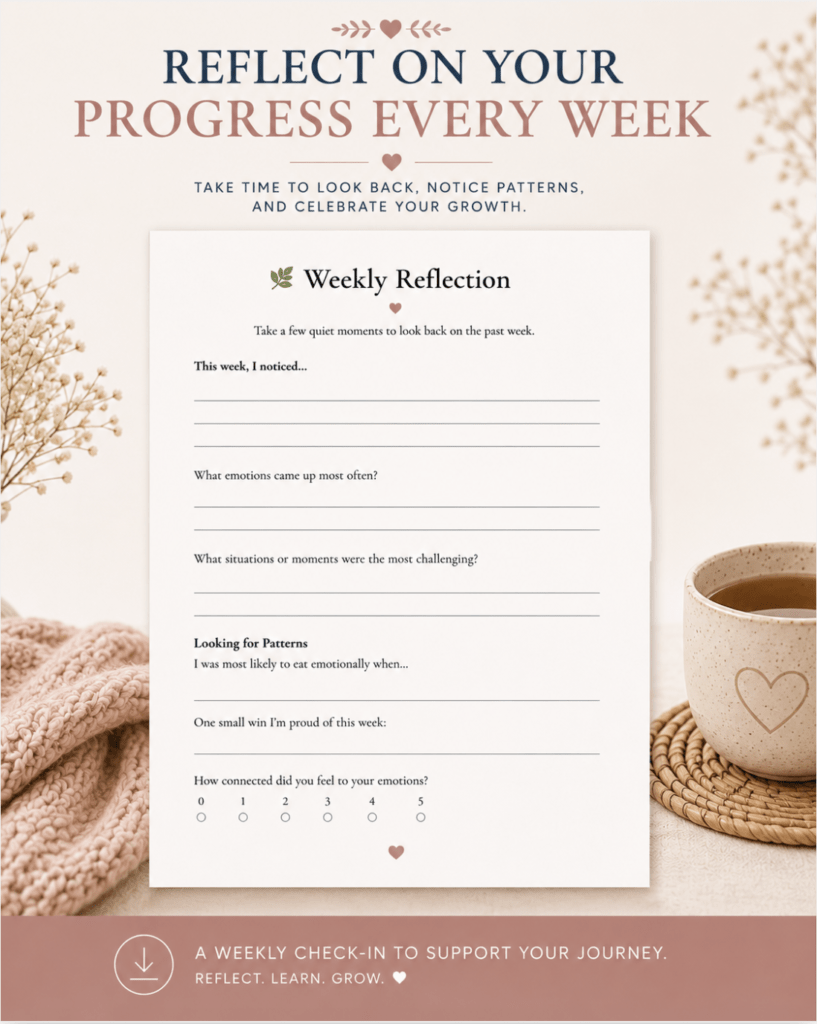 Close-up preview of the weekly reflection page from the Understanding Your Emotions guided workbook.
